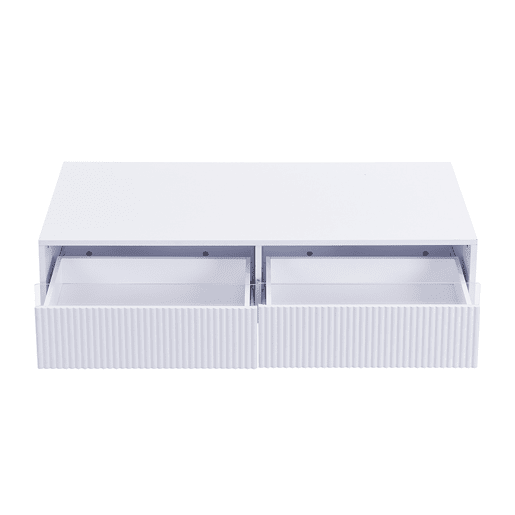 Mesa de centro LED moderna - tampo ondulado, 2 gavetas, luzes LED mutáveis - dourado-branco