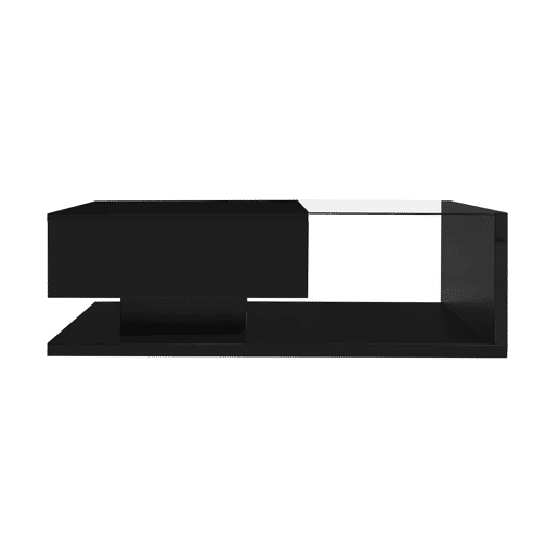 Mesa de centro - Características de alto brilho, com vidro e efeito LED - Preto
