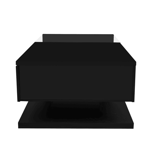 Mesa de centro - Características de alto brilho, com vidro e efeito LED - Preto