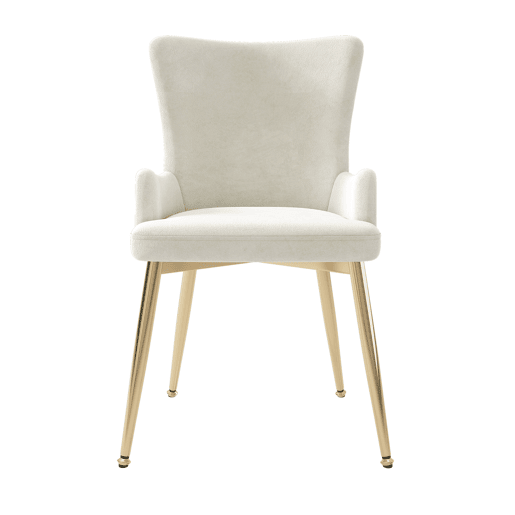 Cadeira de jantar em veludo 2er Set - luxuosa poltrona para sala de estar e quarto com pernas metálicas douradas - Bege