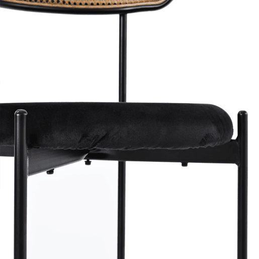 Cadeira de sala de jantar 6 unidades - moderna, simples, com quatro pernas de metal, cadeira de rattan, para sala de estar e quarto - Preto