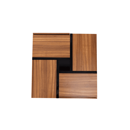 Mesa de centro 78x78x36 cm - 4 gavetas, design de linhas e cor única, arrumação inferior - Natural