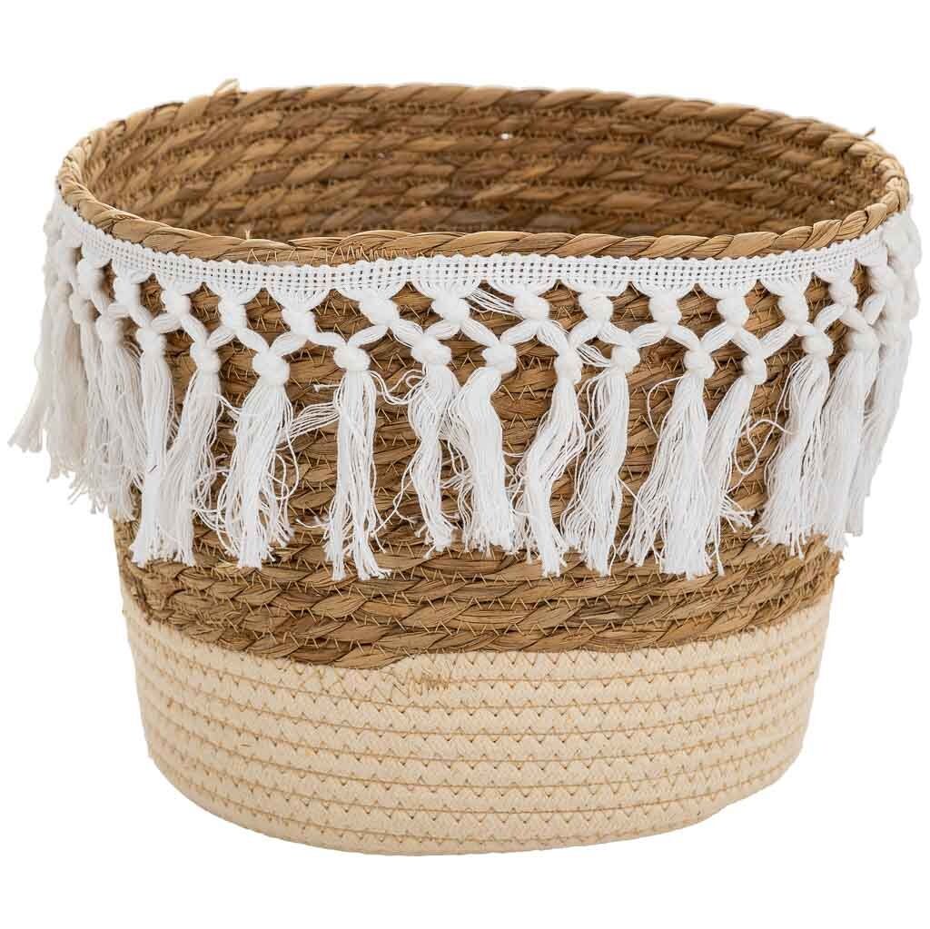 Cesto de fibra natural y algodón