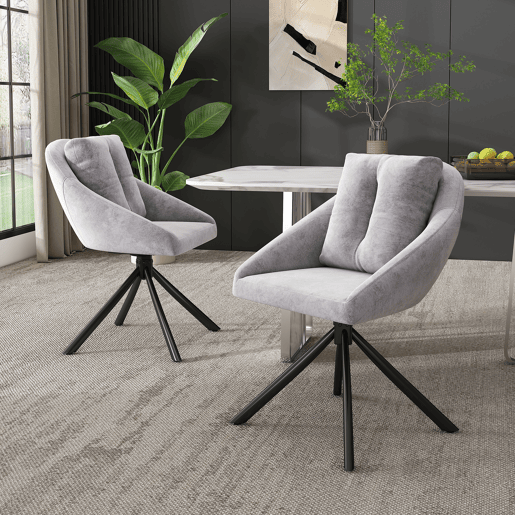 Cadeira giratória para sala de jantar - design ergonómico - Cinza