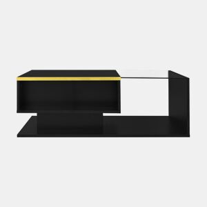 Mesa de centro 90 cm - Com vidro e efeito LED - Preto