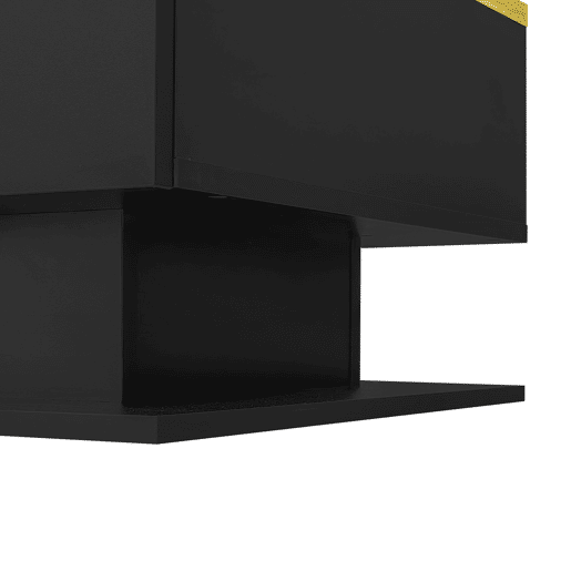 Mesa de centro 90 cm - Com vidro e efeito LED - Preto