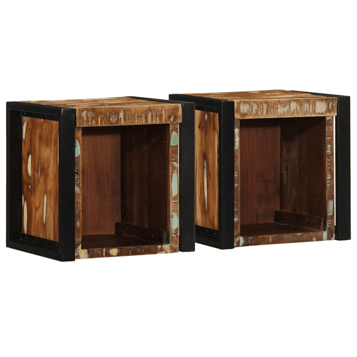 Lote de 2 Mesas De Cabeceira Mesinhas De Cabeceira - 40x35x40cm madeira maciça recuperada Lote de 2 Mesas De Cabeceira Mesinhas De Cabeceira - 40x35x40cm madeira maciça recuperada