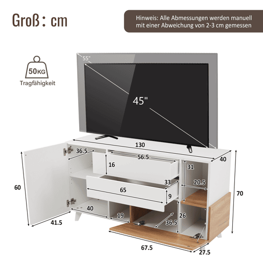 Aparador moderno 150 cm - Aparador com arrumação - Branco brilhante