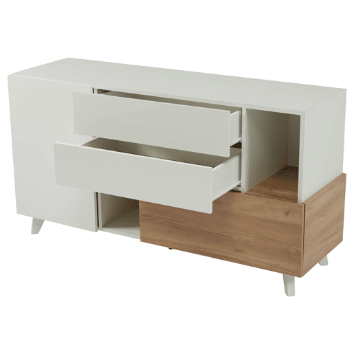 Aparador moderno 150 cm - Aparador com arrumação - Branco brilhante