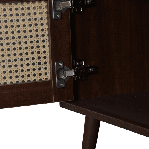 Móvel para TV 200x37x49,5 cm - Com 2 portas de rattan, 2 gavetas, Lowboard com 8 pés - Castanho