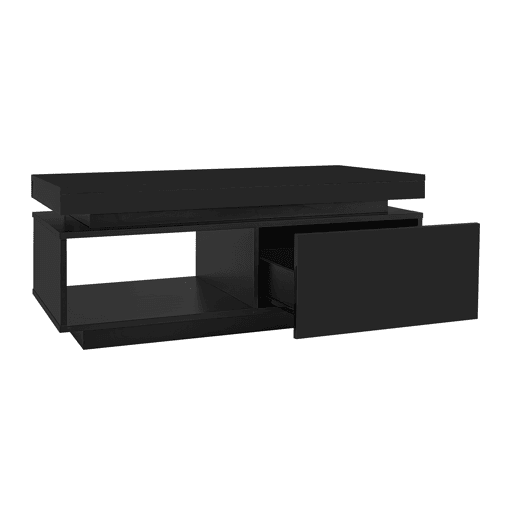 Conjunto de móveis para TV - Móvel para TV preto + Mesa de centro preta, móvel de parede lacado brilhante, conjunto para sala com luzes LED - Preto Conjunto de móveis para TV - Móvel para TV preto + Mesa de centro preta, móvel de parede lacado brilhante, conjunto para sala com luzes LED - Preto
