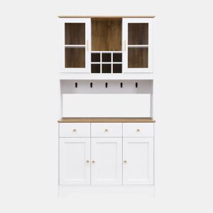 Aparador, armário alto 94,5x30x175,5 cm - design em madeira branca - para sala de estar e sala de jantar