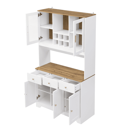 Aparador, armário alto 94,5x30x175,5 cm - design em madeira branca - para sala de estar e sala de jantar