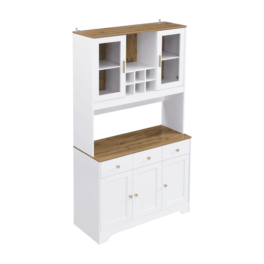 Aparador, armário alto 94,5x30x175,5 cm - design em madeira branca - para sala de estar e sala de jantar