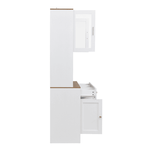 Aparador, armário alto 94,5x30x175,5 cm - design em madeira branca - para sala de estar e sala de jantar