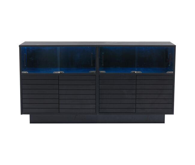 Mueble de almacenamiento 130x35x68 cm - con 2 armarios, 4 compartimentos, puertas de cristal, con luz led, moderno, con amplio espacio de