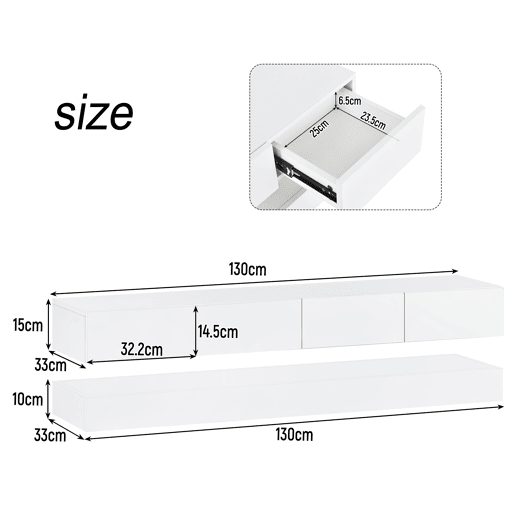 Móvel para TV LED 130x33x15 cm - Com 2 armários, 4 gavetas grandes, iluminação LED de 16 cores - Branco Móvel para TV LED 130x33x15 cm - Com 2 armários, 4 gavetas grandes, iluminação LED de 16 cores - Branco