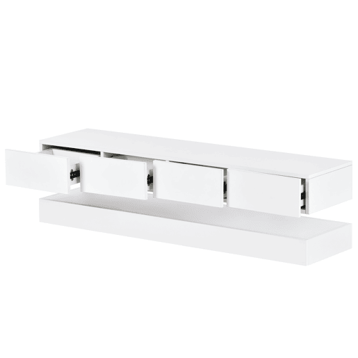 Móvel para TV LED 130x33x15 cm - Com 2 armários, 4 gavetas grandes, iluminação LED de 16 cores - Branco Móvel para TV LED 130x33x15 cm - Com 2 armários, 4 gavetas grandes, iluminação LED de 16 cores - Branco