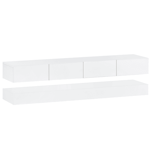 Móvel para TV LED 130x33x15 cm - Com 2 armários, 4 gavetas grandes, iluminação LED de 16 cores - Branco Móvel para TV LED 130x33x15 cm - Com 2 armários, 4 gavetas grandes, iluminação LED de 16 cores - Branco