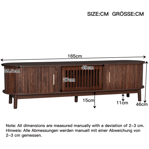 Móvel para TV 165x39,5x46 cm - Lowboard-TV-Schrank com porta deslizante e porta basculante - Castanho Móvel para TV 165x39,5x46 cm - Lowboard-TV-Schrank com porta deslizante e porta basculante - Castanho