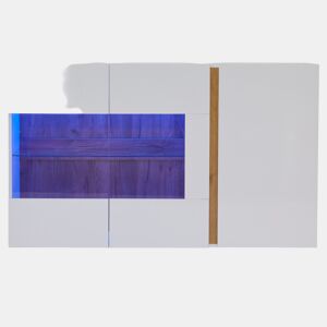 Móvel aparador 138x38x90,5 cm - Alta brilho, com base em madeira, tabuleiro em aglomerado e vidro - Branco