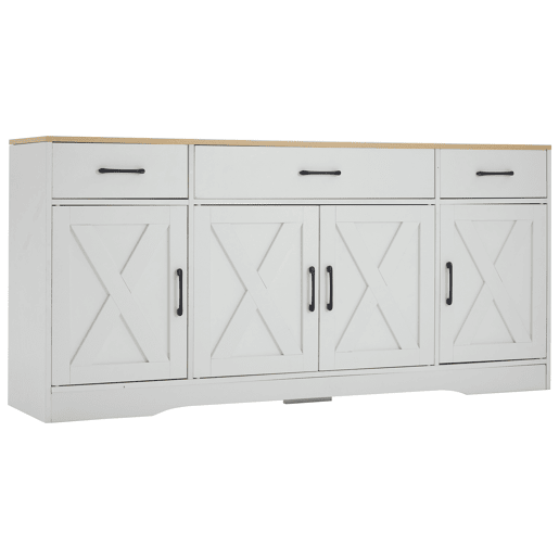 Aparador moderno branco - Móvel multifuncional de madeira para sala de estarjantar - Branco