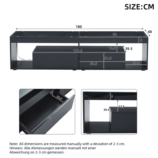 Móvel para TV LED 70 - Com 2 gavetas, consola para sala e quarto - Preto Móvel para TV LED 70 - Com 2 gavetas, consola para sala e quarto - Preto