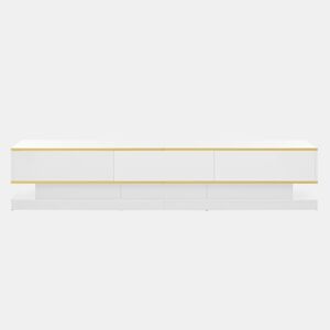 Móvel de TV 200x40x40 cm - Lowboard com 3 gavetas - Branco quente com borda dourada