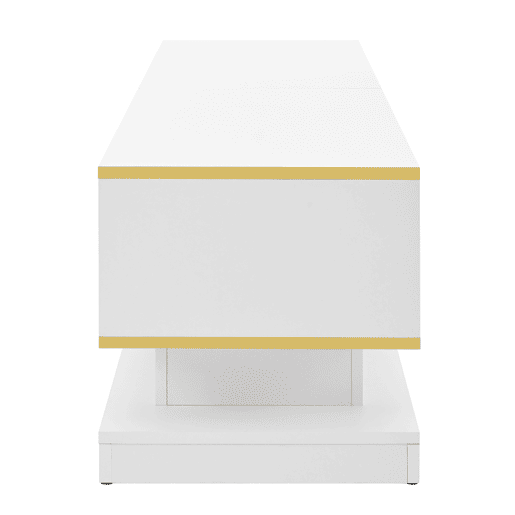 Móvel de TV 200x40x40 cm - Lowboard com 3 gavetas - Branco quente com borda dourada