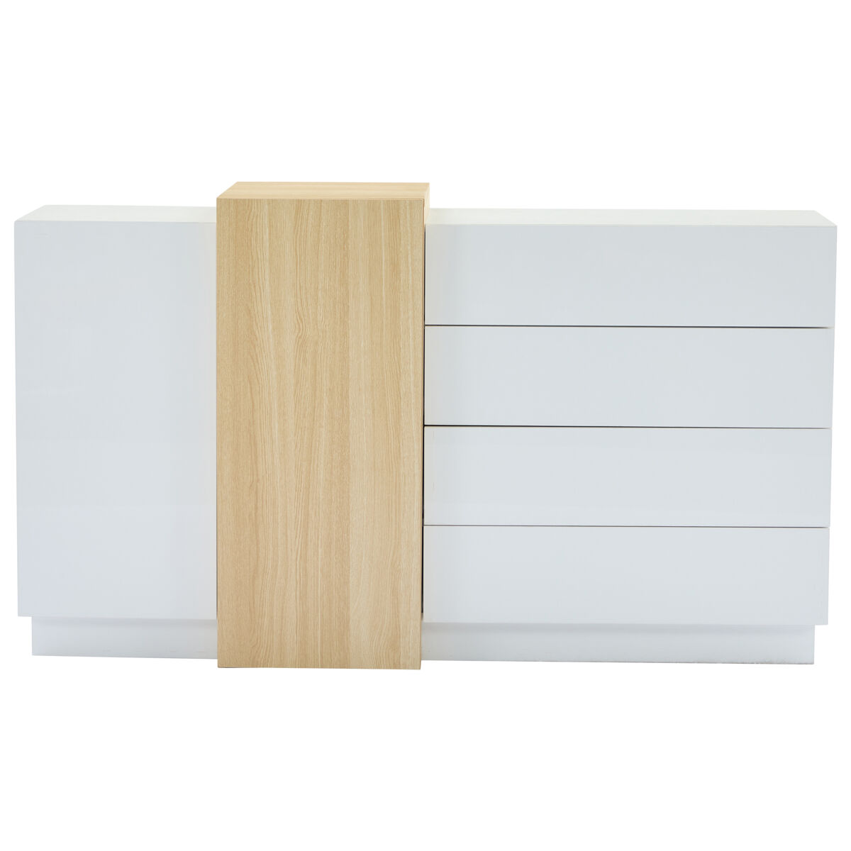 Aparador blanco alto brillo - armario moderno de comedor con almacenamiento - color madera