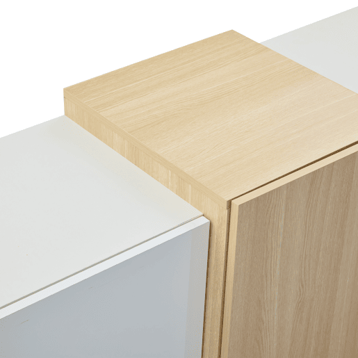 Aparador branco alto brilho - Armário moderno para sala de jantar com arrumação - Cor madeira