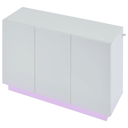 Aparador 120x40x75 cm - Aberto e fechado, com luz LED na base - Branco