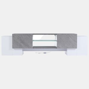 Móvel para TV 180x40x46,5 cm - TV Schrank com Bluetooth-LED, Lowboard para televisores de 606570 polegadas - Branco e cinzento