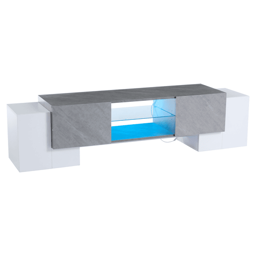 Móvel para TV 180x40x46,5 cm - TV Schrank com Bluetooth-LED, Lowboard para televisores de 606570 polegadas - Branco e cinzento Móvel para TV 180x40x46,5 cm - TV Schrank com Bluetooth-LED, Lowboard para televisores de 606570 polegadas - Branco e cinzento