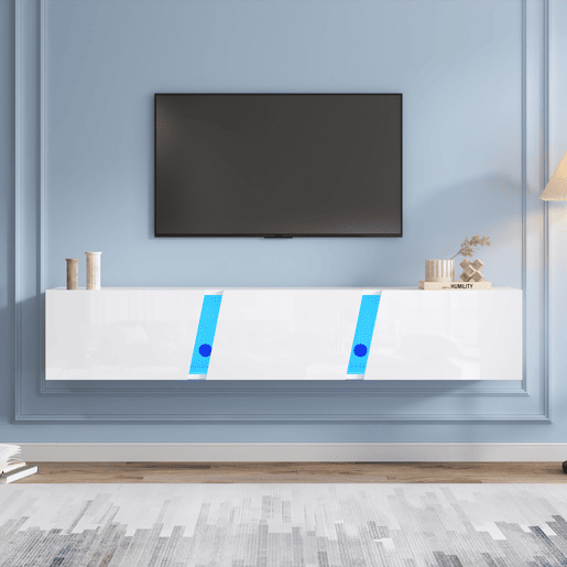 Móvel de TV 180x35x30 cm - Lowboard com LED - Branco