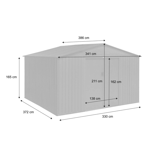 Abrigo metálico para jardim 12,99 m², Boulonnais, Antracite, 341x386x211 cm