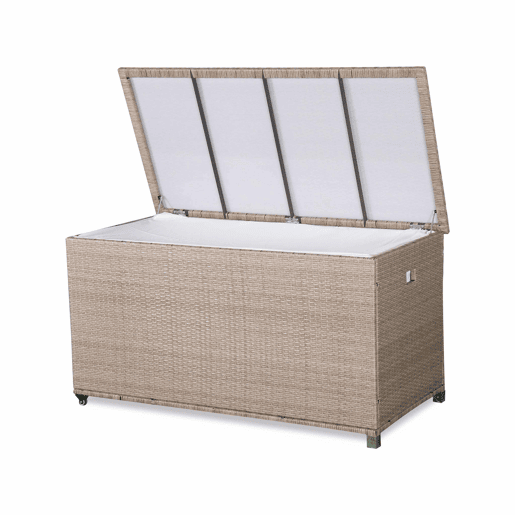 Baú de jardim com armazenamento de resina trançada, 790L, 170x82cm, Cassapanca, Beige, 162x82x153 cm