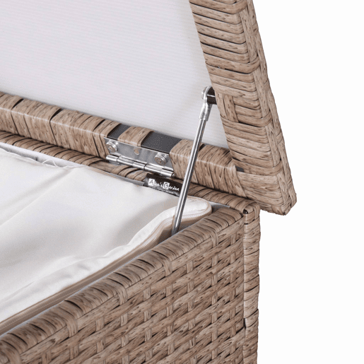 Baú de jardim com armazenamento de resina trançada, 790L, 170x82cm, Cassapanca, Beige, 162x82x153 cm