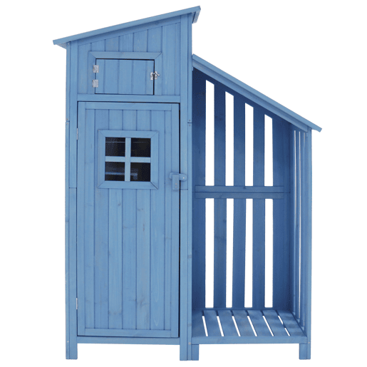 Casinha de jardim 124x46x174 cm - Armário de jardim, madeira, para espaços pequenos - Azul