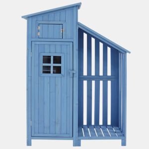 Casinha de jardim 124x46x174 cm - Armário de jardim, madeira, para espaços pequenos - Azul