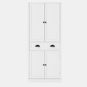 Armário de arrumação 182 cm - 4 portas, 1 gaveta, 2 portas com prateleiras, 6 compartimentos, 4 prateleiras ajustáveis - Branco