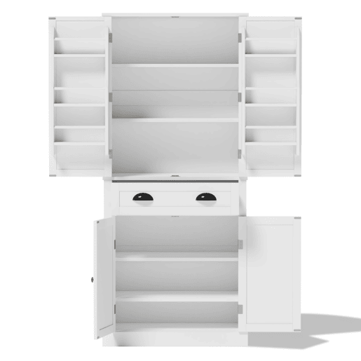 Armário de arrumação 182 cm - 4 portas, 1 gaveta, 2 portas com prateleiras, 6 compartimentos, 4 prateleiras ajustáveis - Branco