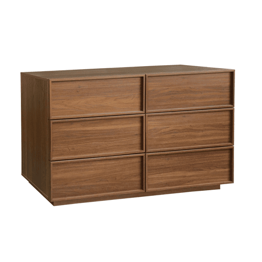 Cômoda efeito madeira 6 gavetas, 120cm, Kuba, Madeira de nogueira, 120x43x75 cm