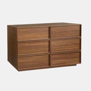 Cômoda efeito madeira 6 gavetas, 120cm, Kuba, Madeira de nogueira, 120x43x75 cm