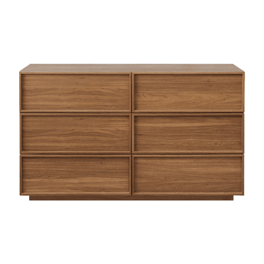 Cômoda efeito madeira 6 gavetas, 120cm, Kuba, Madeira de nogueira, 120x43x75 cm