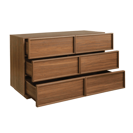 Cômoda efeito madeira 6 gavetas, 120cm, Kuba, Madeira de nogueira, 120x43x75 cm