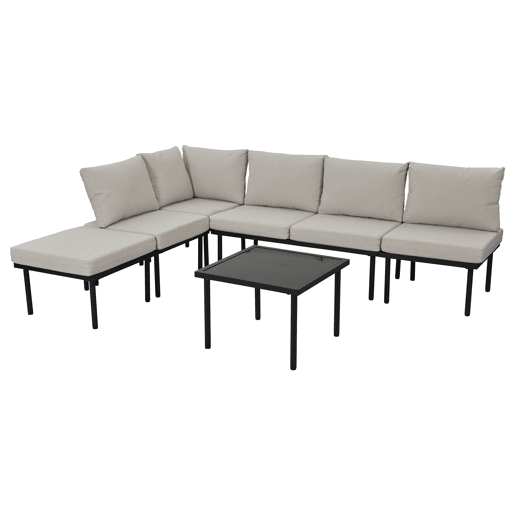 Conjunto de cadeiras de jardim 6 peças - Estrutura em ferro galvanizado, almofadas incluídas, corda trançada bege - Bege