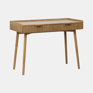 Mesa efeito madeira de mangueira com sulcos 2 gavetas, Celian, Manguier, 110x55x79.5 cm