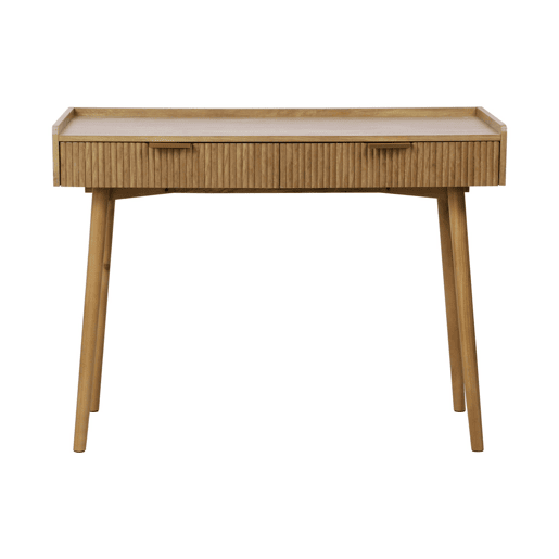 Mesa efeito madeira de mangueira com sulcos 2 gavetas, Celian, Manguier, 110x55x79.5 cm