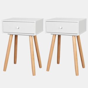 Lote de 2 Mesas De Cabeceira - Mesinhas De Cabeceira pinho maciço 40x30x61 cm branco